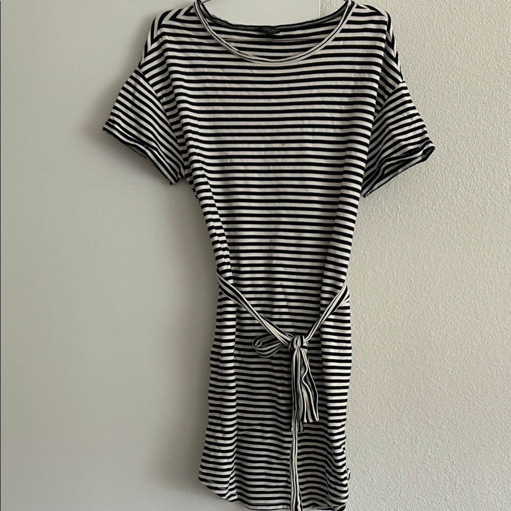 Lucky Brand Striped Midi Dress with Tie Waist